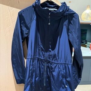 Athleta Navy Hooded Light Rain Jacket